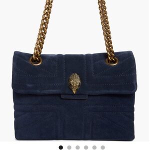 Elegant Navy Blue Suede Handbag